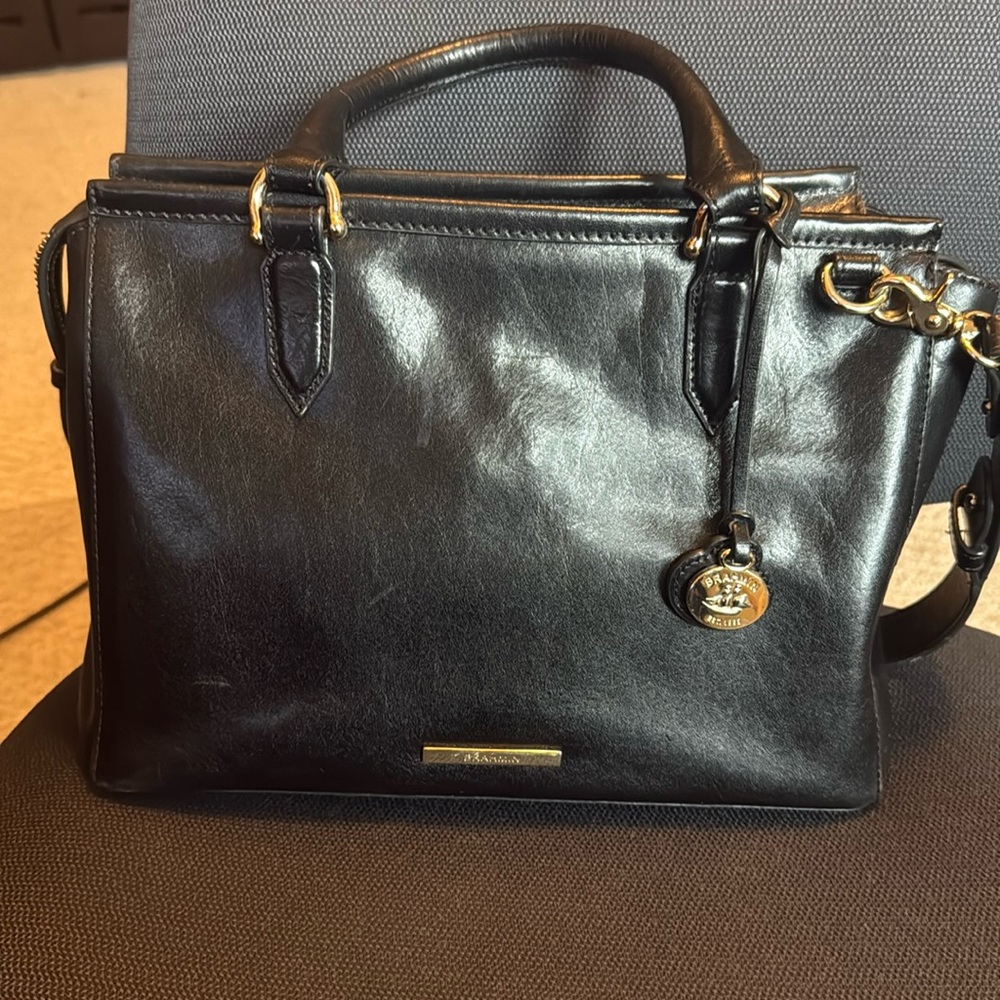Brahmin large black leather satchel